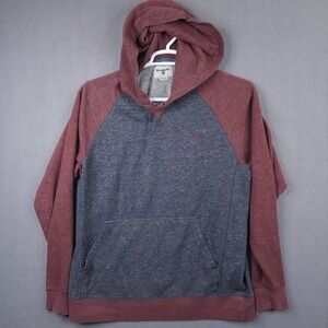 Billabong Mens Hoodie Large Maroon Charcoal Gray Raglan Long Sleeve Pullover L